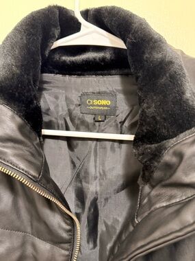 Ci Sono Black Faux Fur Trim Leather-Look Jacket